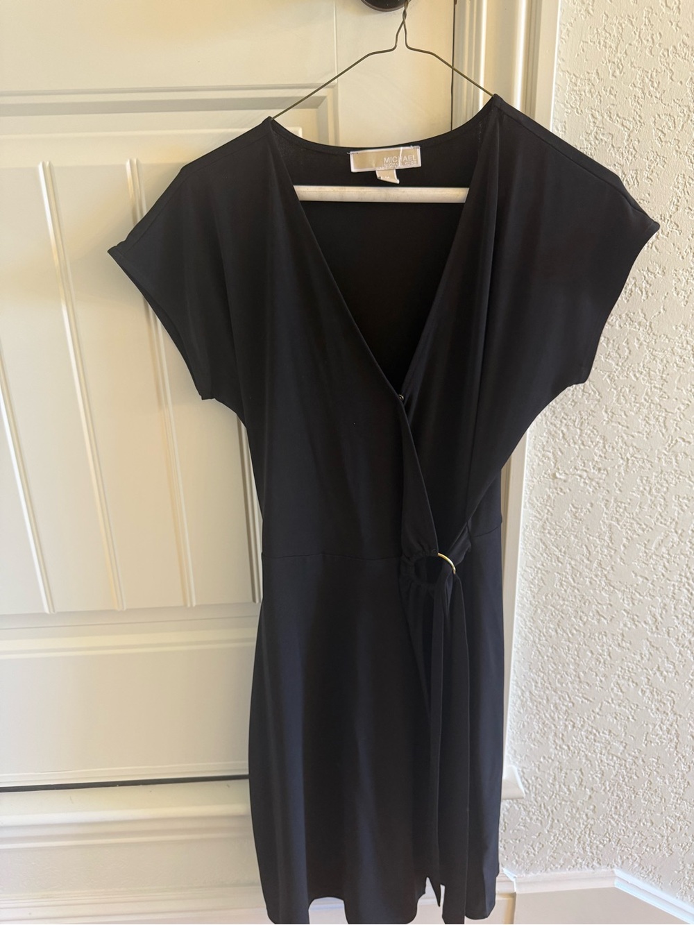 Michael Kors Black Wrap Dress with Ring Tie